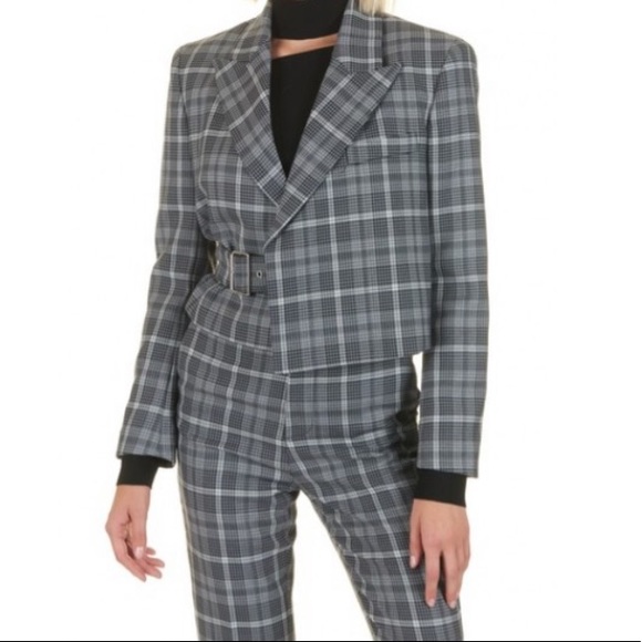 NWT MO&Co Short Checked Jacket w/ Tailored Collar - Picture 3 of 5